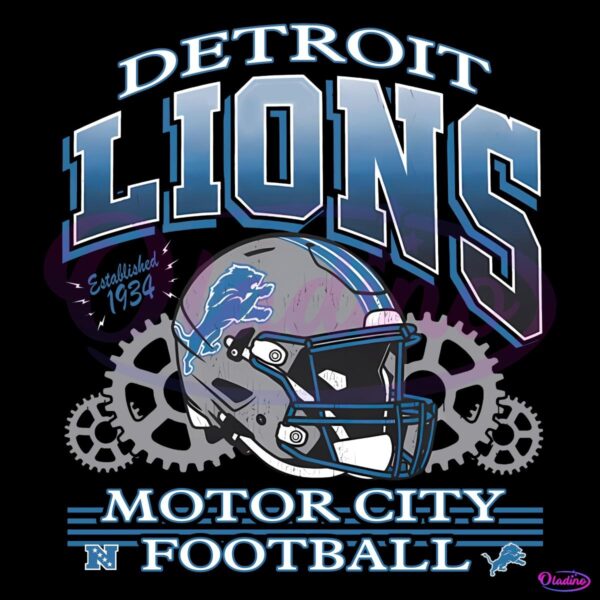 Vintage Logo Detroit Lions Motor City Football Helmet PNG