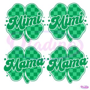 Vintage Mama Mimi Checkered Clover PNG