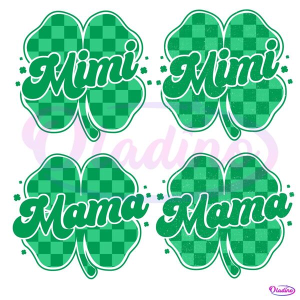 Vintage Mama Mimi Checkered Clover PNG