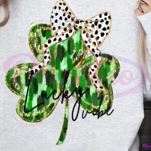 Vintage St Patricks Lucky Shamrock Coquette Bow PNG