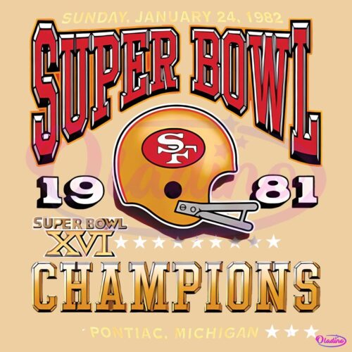 Vintage Super Bowl 1981 Champions San Francisco 49Ers PNG