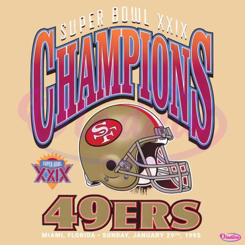 Vintage Super Bowl Xxix Champions 49Ers Football Helmet PNG