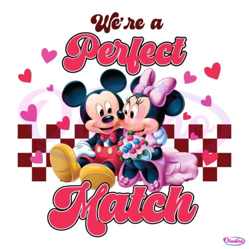 Were A Perfect Match Couple Mouse Valentine PNG