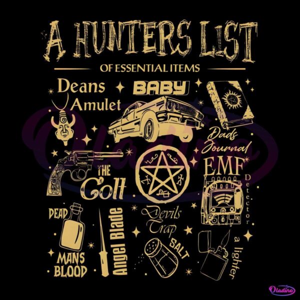 A Hunters List Of Esential Items Supernatural PNG