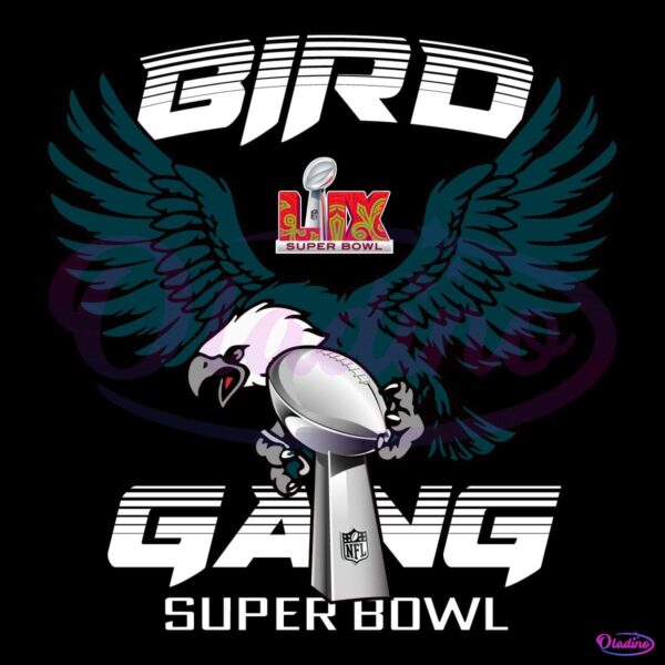 Bird Gang Eagle Mascot Holding The Trophy Super Bowl LIX PNG