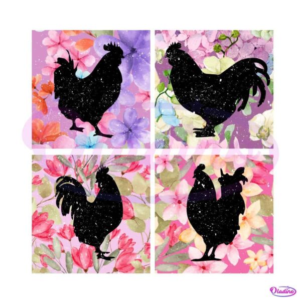 Boho Farm Life Chicken Flowers Love in PNG