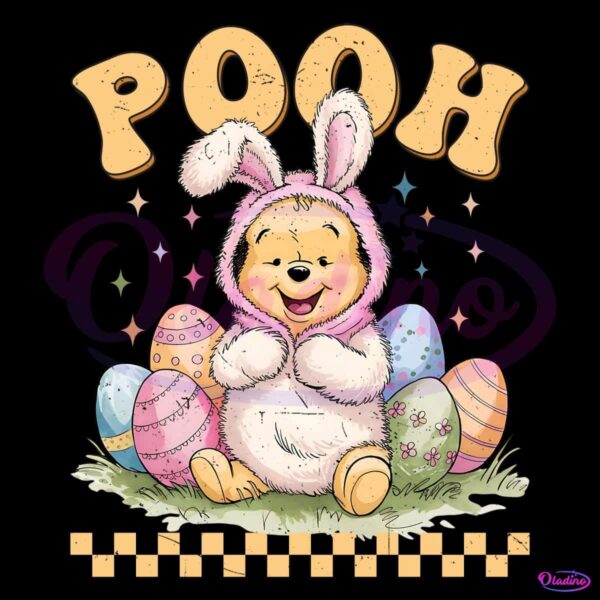 Checkered Winnie the Pooh Bunny Easter PNG