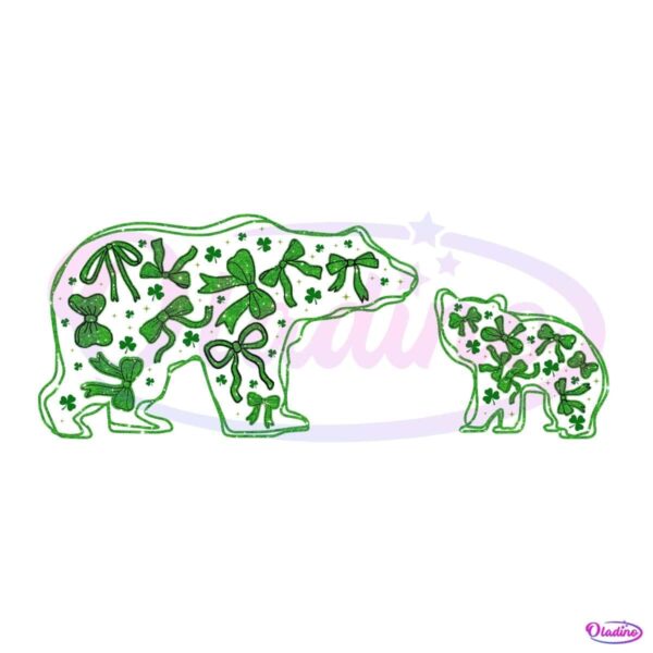 Chic Mama Bear with Green Bow PNG Delight