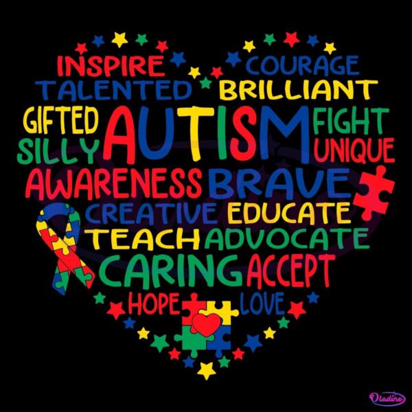 Colorful Puzzle Autism Awareness Heart Quote SVG