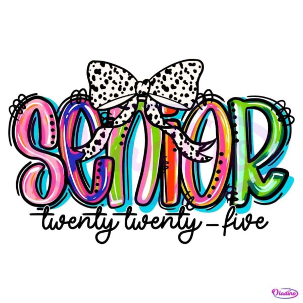Colorful Senior Mom Twenty Twenty Five Coquette Bow PNG