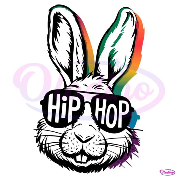Colorfull Rainbowl Easter Bunny Hip Hop Sunglasses SVG