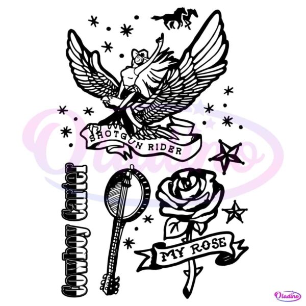 Cowboy Carter Shotgun Rider My Rose Beyonce Tattoos SVG