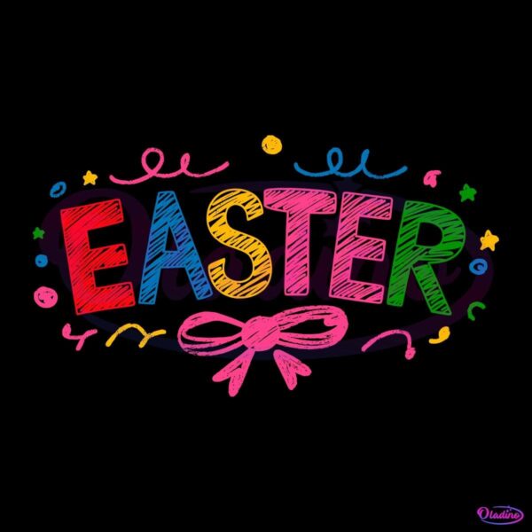 Crayon Style Easter Bow Coquette Charm in PNG