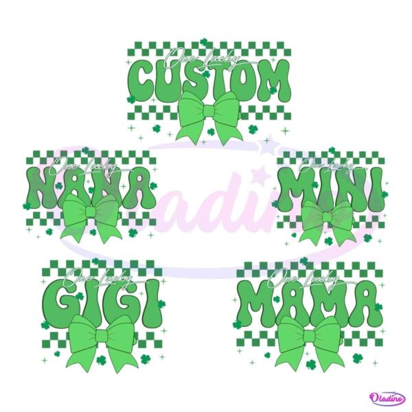 Custom Family Checkered Lucky Coquette Bow PNG