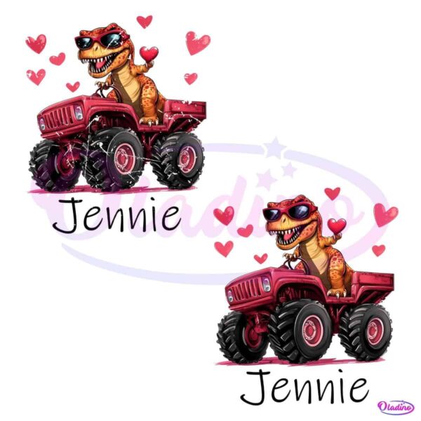 Custom Name Funny Valentine T Rex Monster Truck PNG