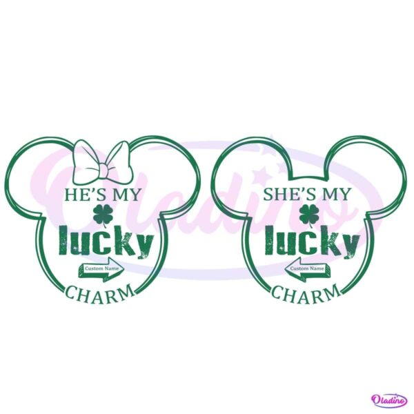 Custom Name He Is My Lucky Charm Disney Couble Head SVG