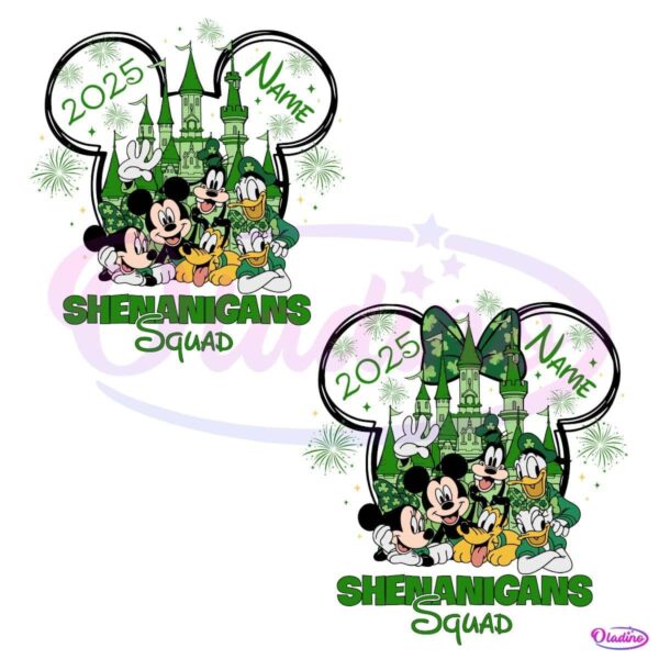 Custom Name Mouse And Friends Lucky Shamrock Irish PNG