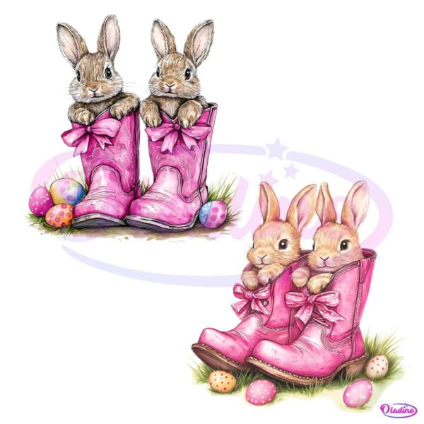 Cute Bunnie Pink Coquette Boots Easter PNG