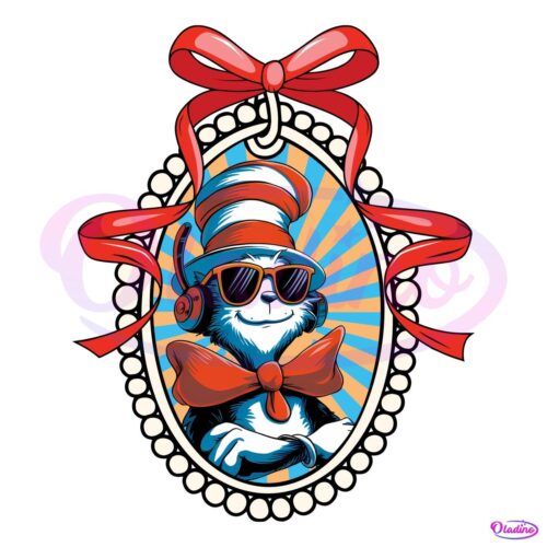 Cute Coquette Bow Dr Seuss Mirror Cat in the Hat SVGPNG