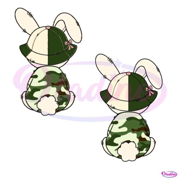 Cute Girl Easter Bunny Camo Pink Coquette Bow SVG