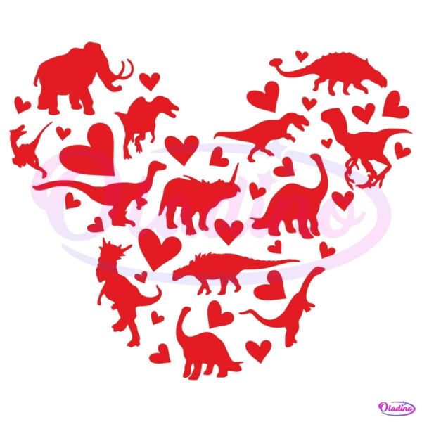 Dinosaur Mickey Ear Disney Valentine Day SVG