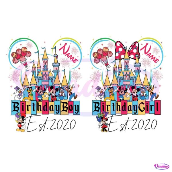 Disney Castle Personalized Birthday Boy Birthday Girl Mouse And Friends PNG