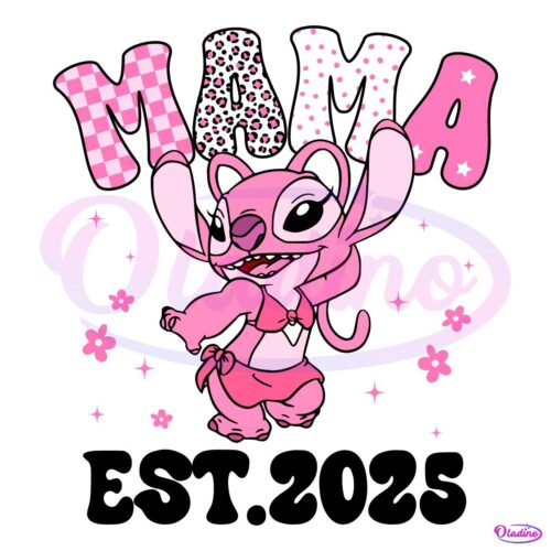 Disneys Stitch Angel Mama Est 2025 PNG Magic