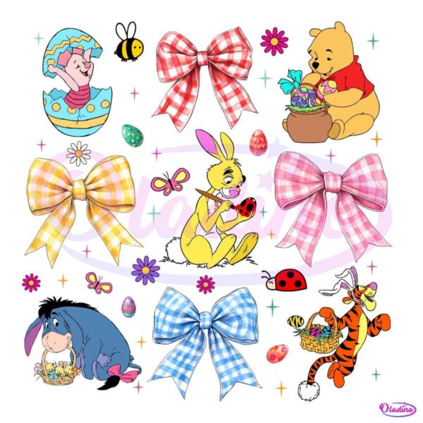 Easter Coquette Bow with Winnie Friends PNG
