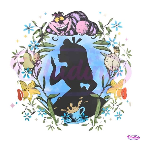 Floral Disney Alice In Wonderland Silhouette PNG