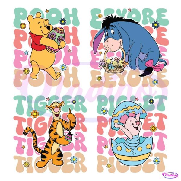 Funny Easter Day Pooh Tigger Eeyore Piglet Png