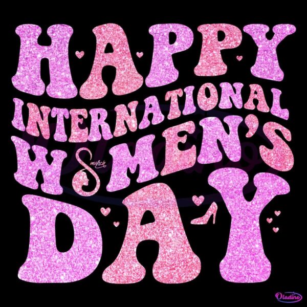 Glitter Retro Groovy Happy International Womans Day March 8 PNG