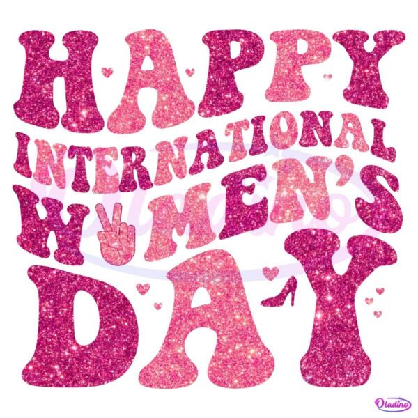 Glitter Retro Groovy Happy International Womens Day PNG