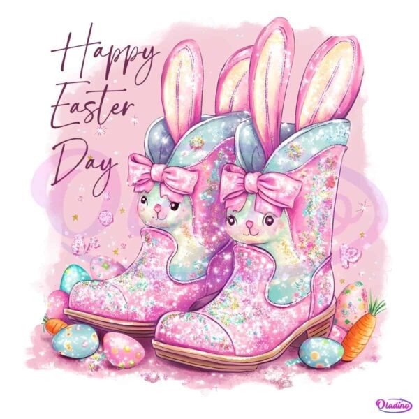 Happy Easter Day Cowgirl easter Coquette Boots PNG