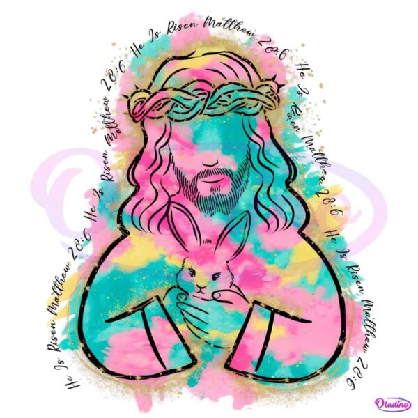 He Is Risen Glitter Boho Jesus Easter Bunny Christian Quote PNG