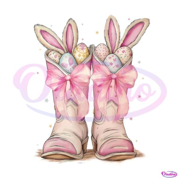 Howdy Western Easter Bunny Cowboy Boots PNG