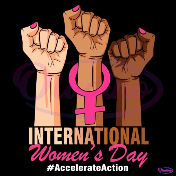 International Womens Day March 8 Raise Hand SVG