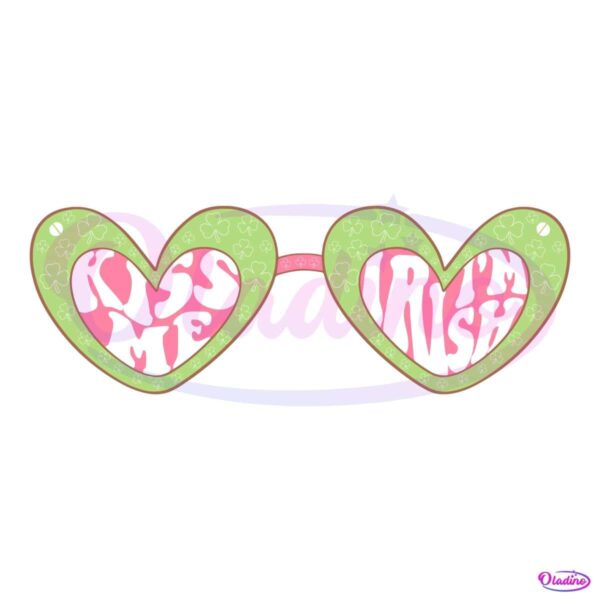 Kiss Me Im Irish St Patricks Day Heart Sunglasses SVG