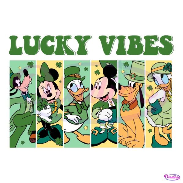 Lucky Vibes Disney Mickey Friends Collage PNG