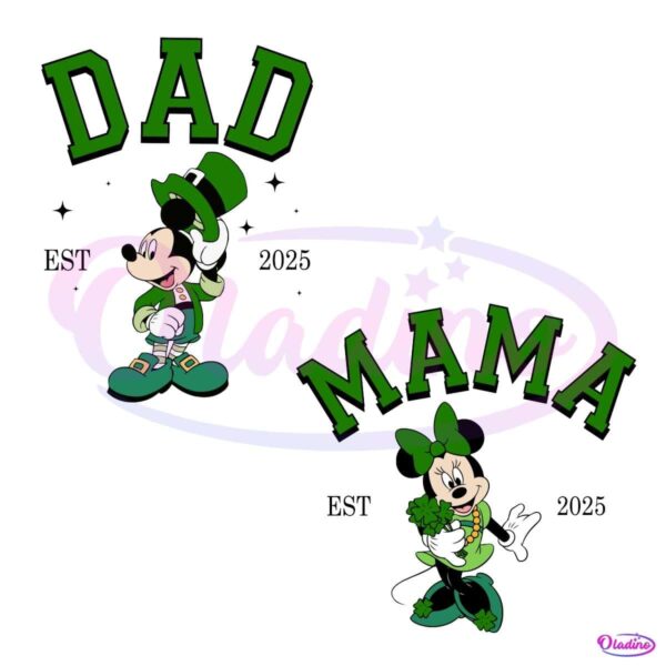 Mama And Dad Est Matching Saint Patricks Day Outfit PNG