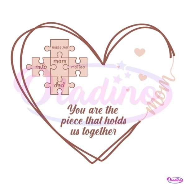 Personalized Mom Puzzle Heart Happy Mothers Day SVG