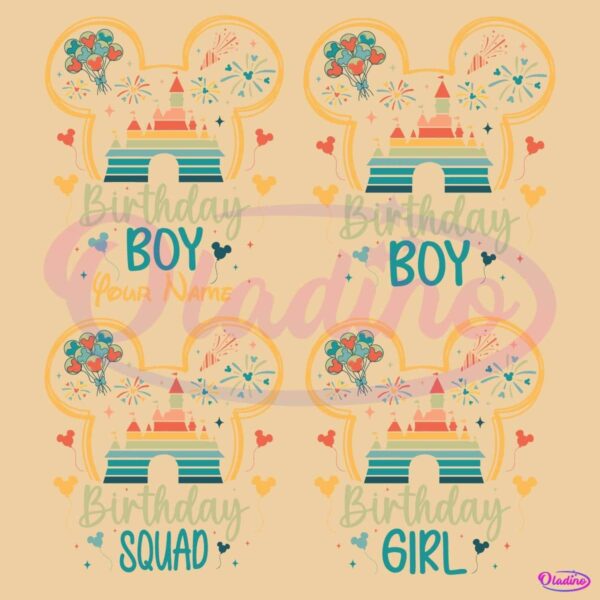 Personalized Retro Mickey Head Disney Birthday Family SVG Bundle