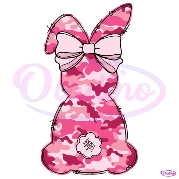 Pink Camo Easter Bunny Coquette Bow PNG