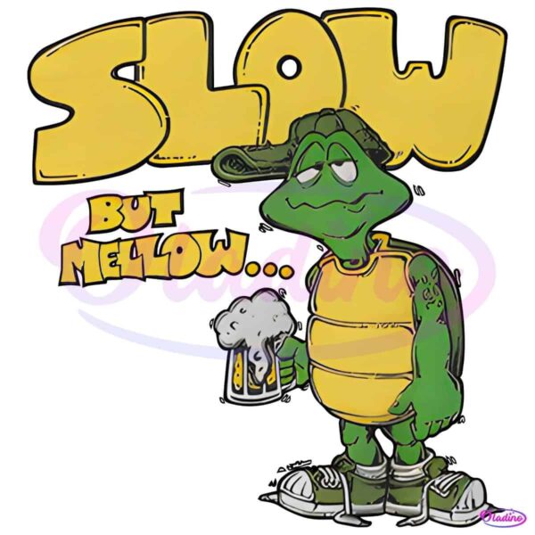 Retro 70S Turtle Beer Slow But Mellow PNG