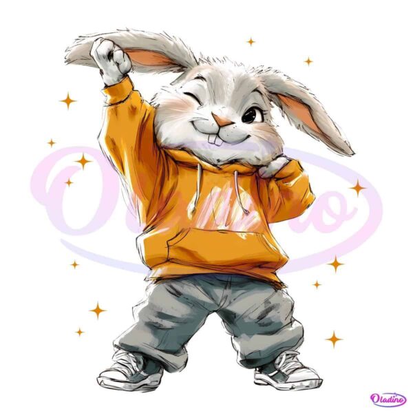 Retro Cute Easter Bunny Dab Pose PNG