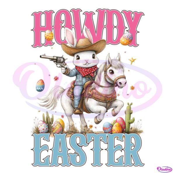Retro Cute Howdy Bunny Western Easter Day PNG