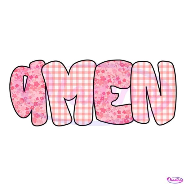 Retro Floral Amen Varsity Christian Quote Happy Easter Day PNG