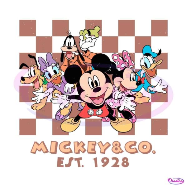 Retro Mouse And Co 1928 Magical Kingdom Checkered PNG
