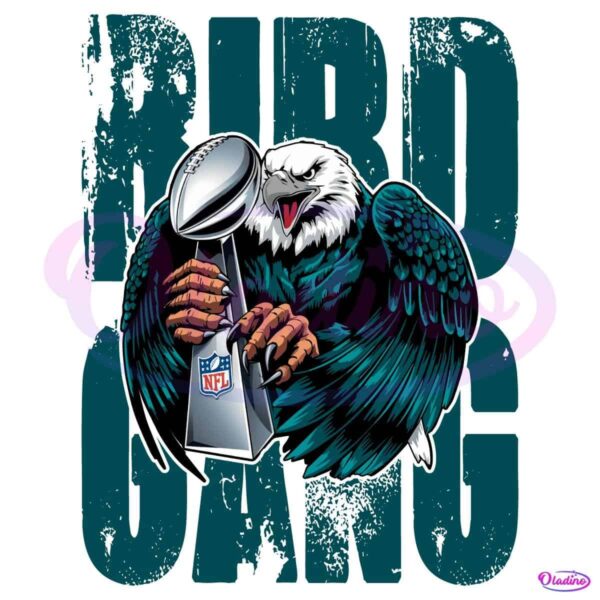 Retro Vintage Bird Gang Eagle Holding The NFL Super Bowl Trophy PNG