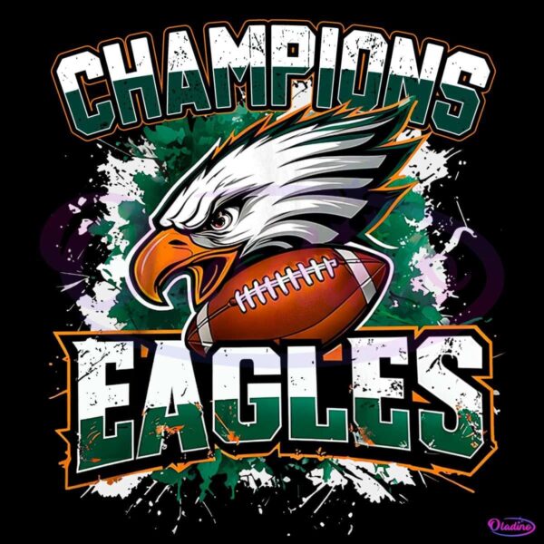 Retro Vintage Champions Eagles Football PNG