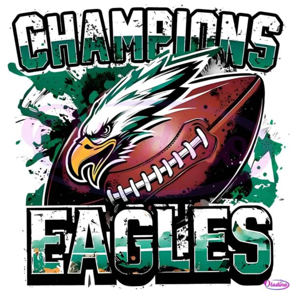 Retro Vintage Champions Eagles Football Super Bowl 2025 PNG